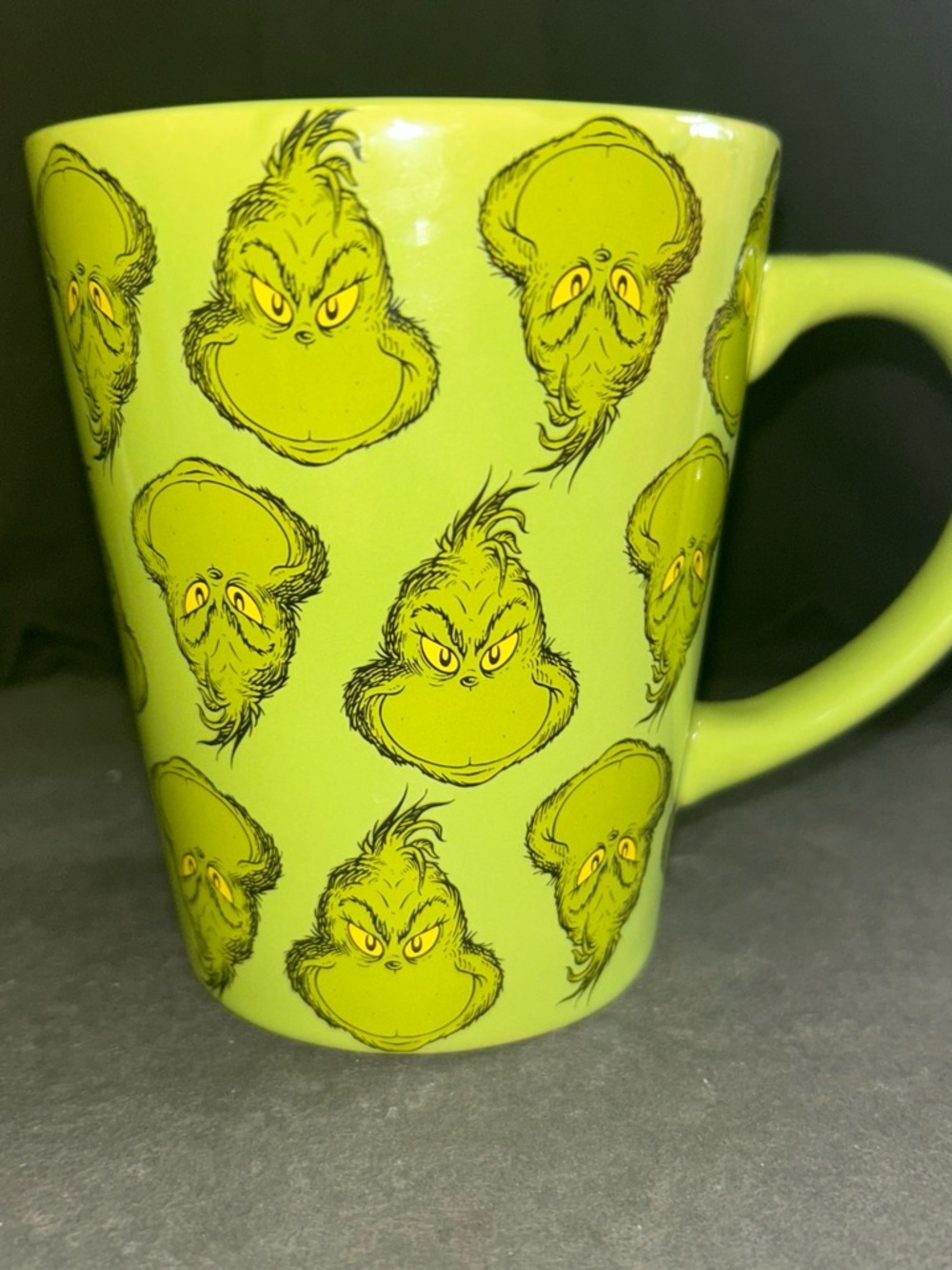 Dr. Seuss Lime Green Grinch Face Ceramic Mug